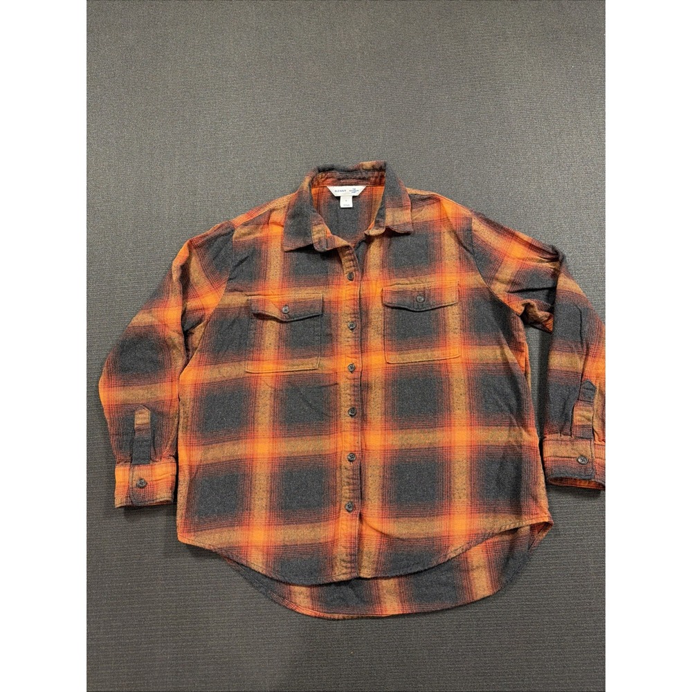 Old Navy Boyfriend Shirt Womens Small Evermore Swiftie Plaid Flannel Button Up